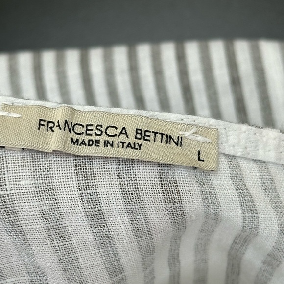 Francesca‎ Bettini Linen Striped Sleeveless Midi Dress L Pockets Lagenloo… - Picture 7 of 13